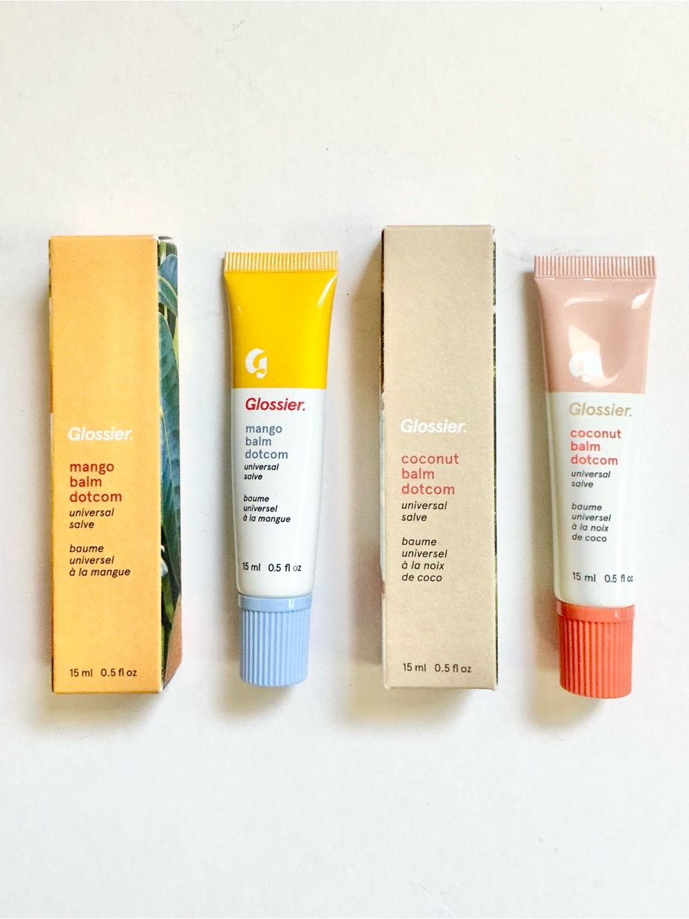 Glossier Balm Dotcom Set • Mango and Coconut lip balms • NEW